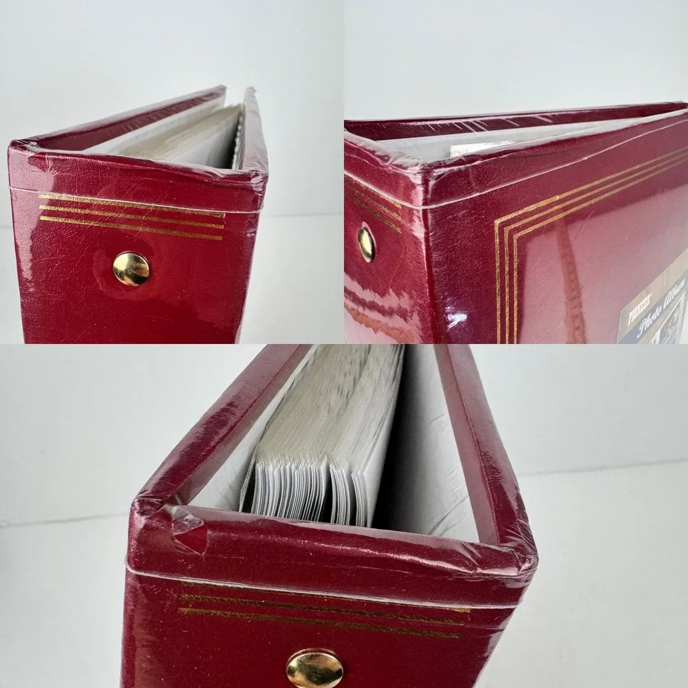 Vtg 2001 Pioneer Photo Album 3 Ring Binder Sealed Maroon Gold Accents READ